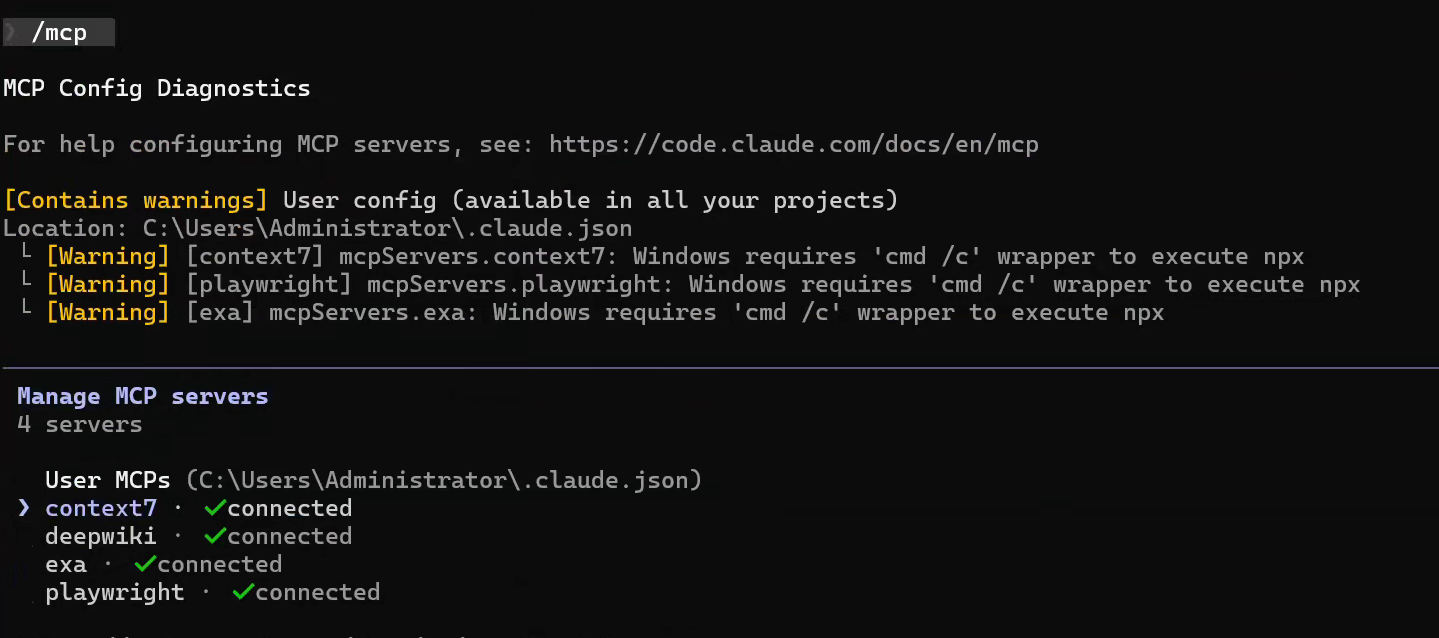 MCP 服务状态全部正常